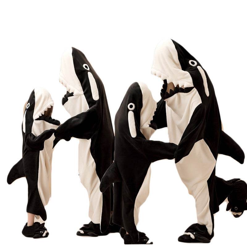 Men's And Women's Fashion Flannel Cartoon Shark Homewear - Velora