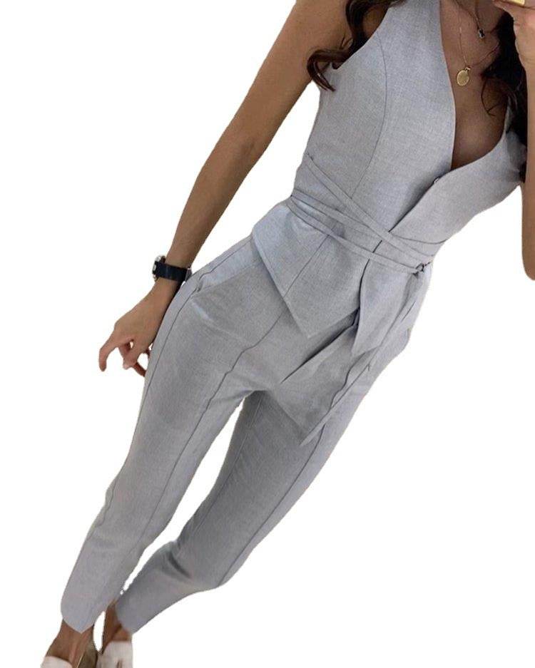 Temperament Waist-controlled Sexy Vest Skinny Pants Two-piece Set - Velora