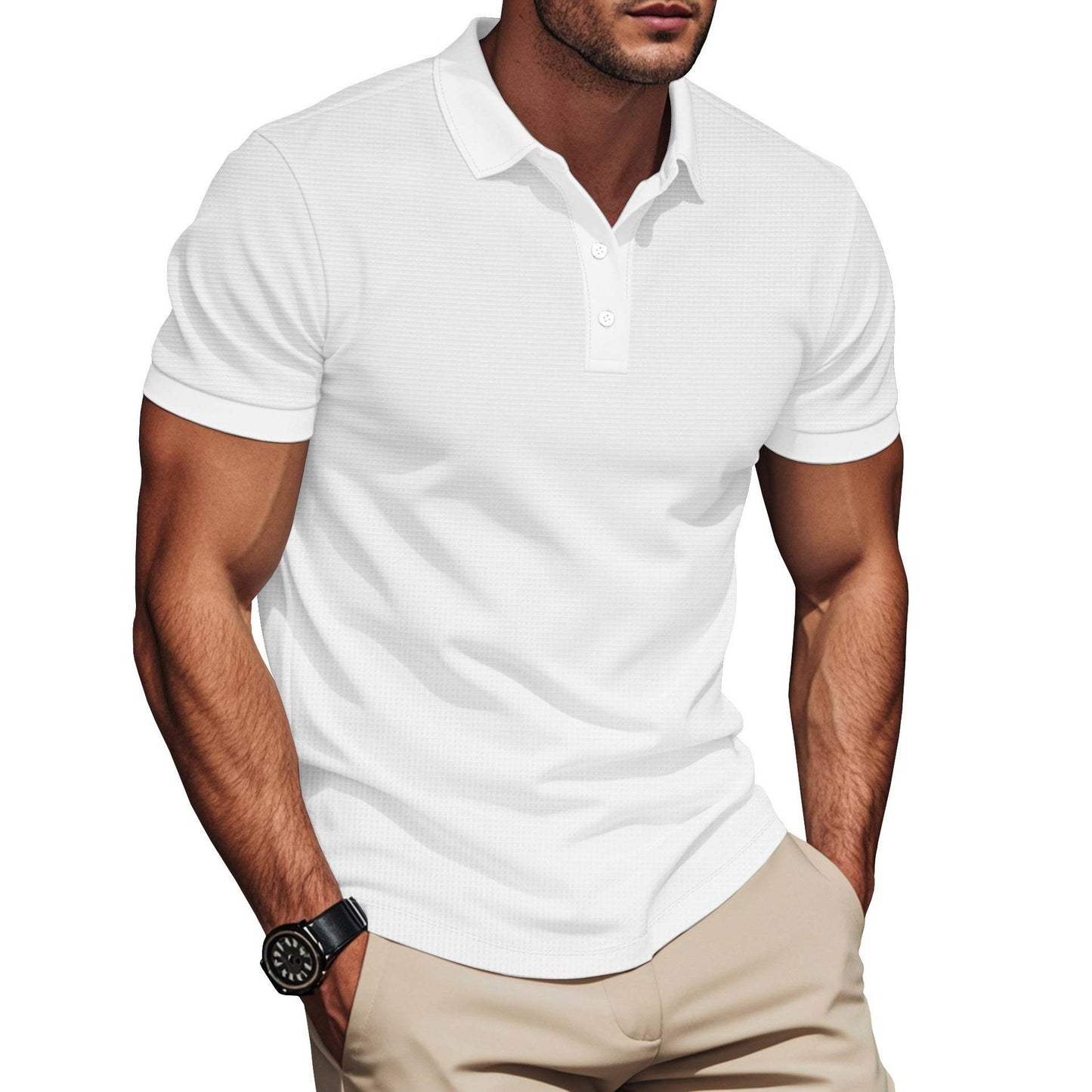 Lapel Color Matching Short Sleeve Plus Size Men - Velora