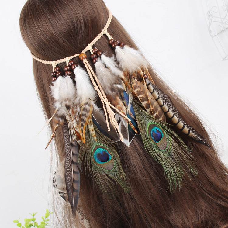 Indian Bohemian Feather Headband - Velora