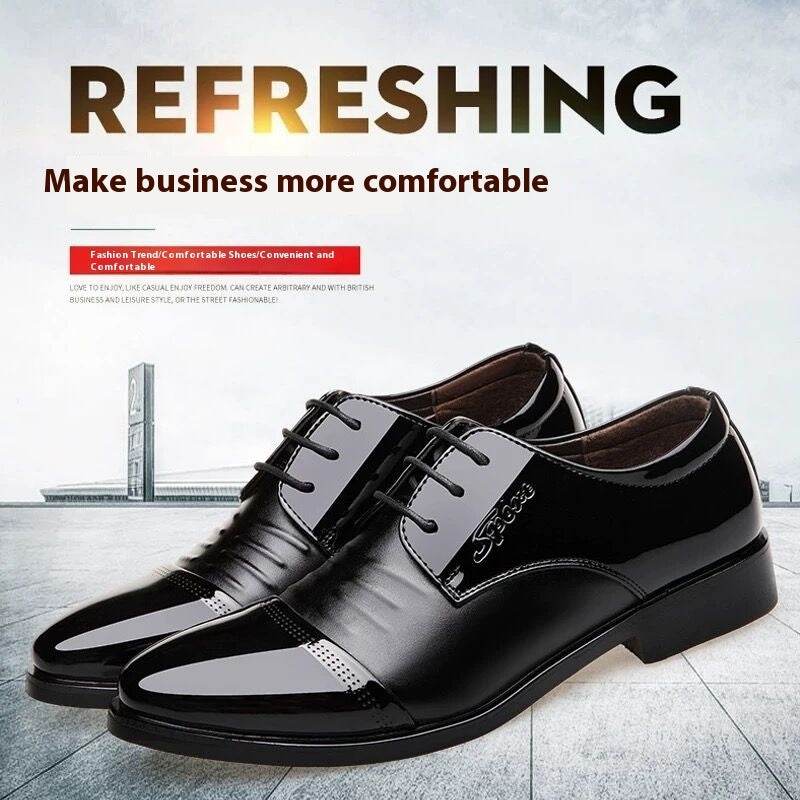 Men's Autumn Height Increasing Casual Black Groom Wedding Shoes - Velora