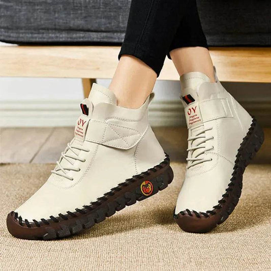 Women Snow Boots Winter Warm Lace Up Plush Ankle Boots With Sewing Thread Design New Waterproof Non-slip Platform Cozy Shoes - Velora