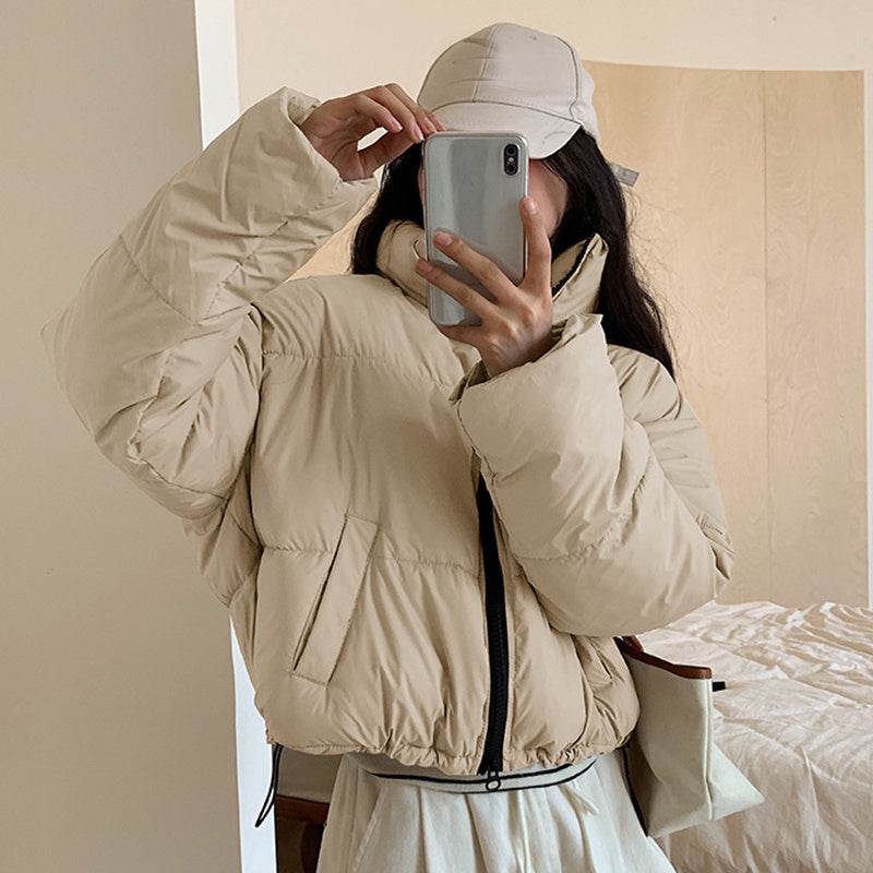 New Stand Collar Short Coat Fashion Bread Cotton-padded Coat Cropped Parkas Women Clothing - Velora