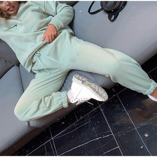 2pcs Ladies Athleisure wear Long sleeve Round neck Sweatsuit set - Velora