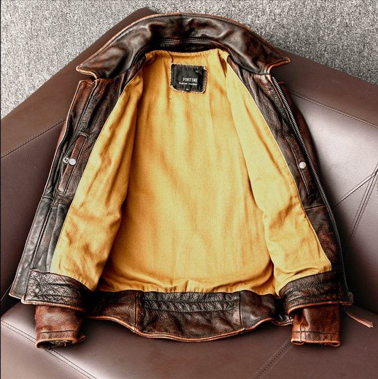Motorcycle Short Stone Grinding Worn Coat - Velora