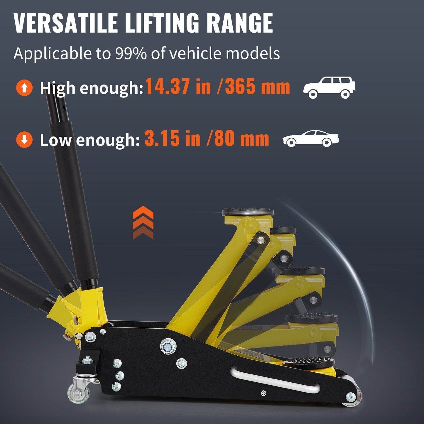 1.5 Ton Low Profile Aluminum Steel Racing Floor Jack Dual Lift Car