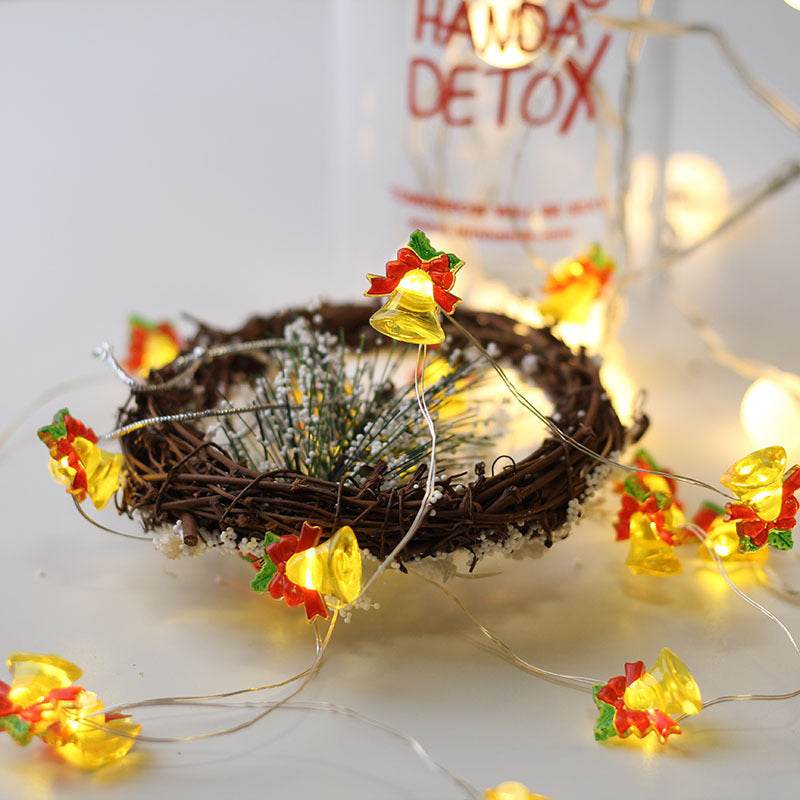 Christmas Gift Bell Christmas Tree Elk Maple Leaf Crutch Christmas Decoration Fastener Copper Wire Lamp Christmas Decoration For Home - Velora