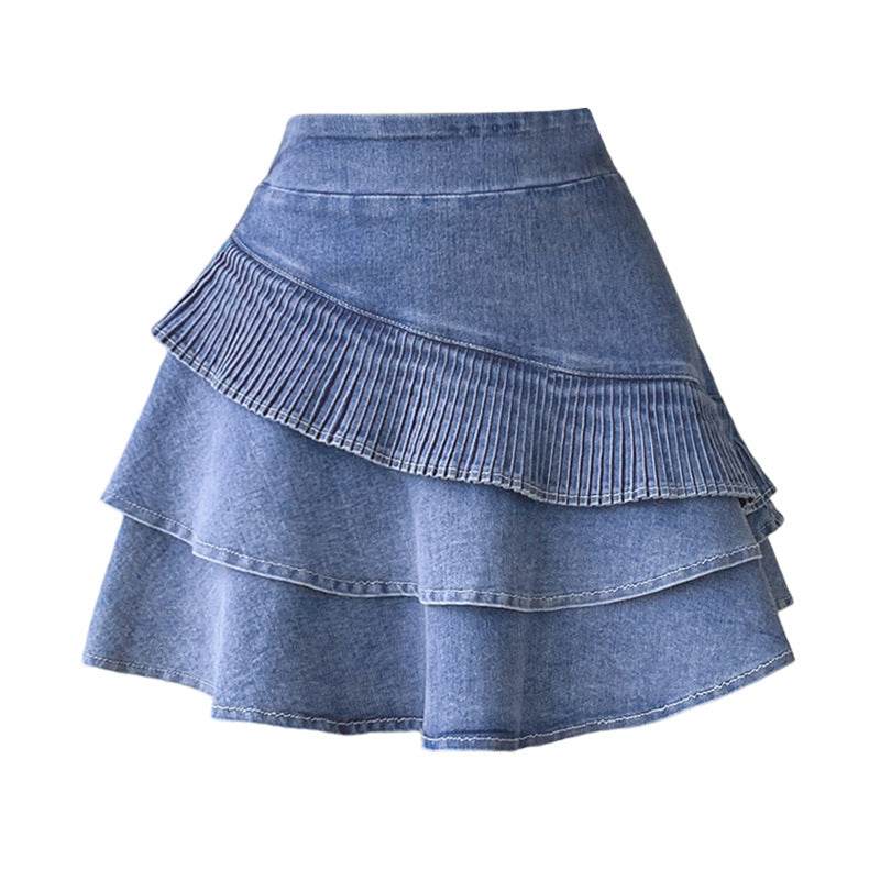 Elastic Waist short Denim Mini Jeans skirt - Velora