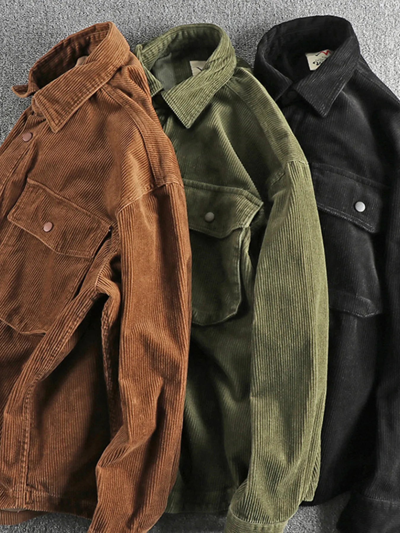 Men's Plus Size Corduroy Button Up Long Sleeve Jacket - Velora