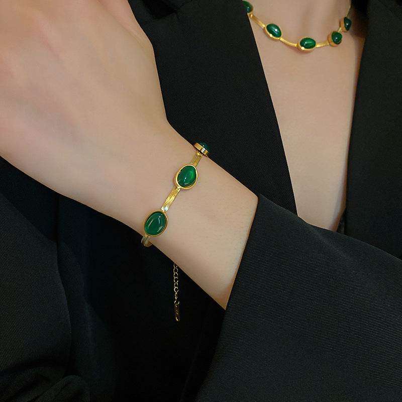 Fashion Jewelry Green Stone Crytal Snake Chain Multilayer Necklace For Women Pendant Boho Fashion Jewelry Gift - Velora