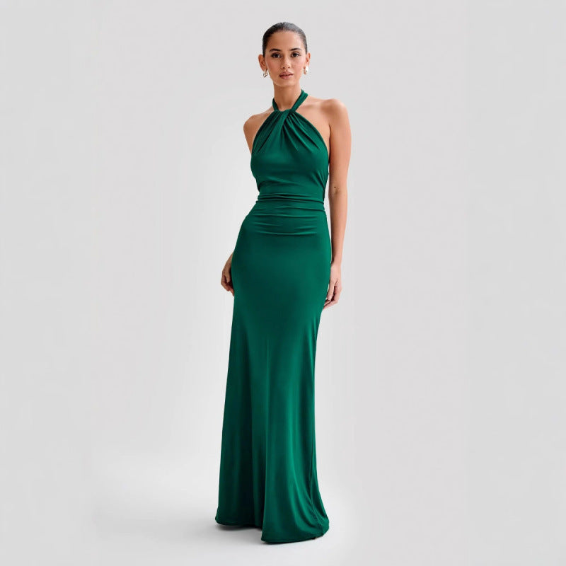 Ins Bodycon Halter Dress Sexy Backless Slim Fit Waist Slimming Maxi Dresses Prom Party Club Clothing For Women Velora