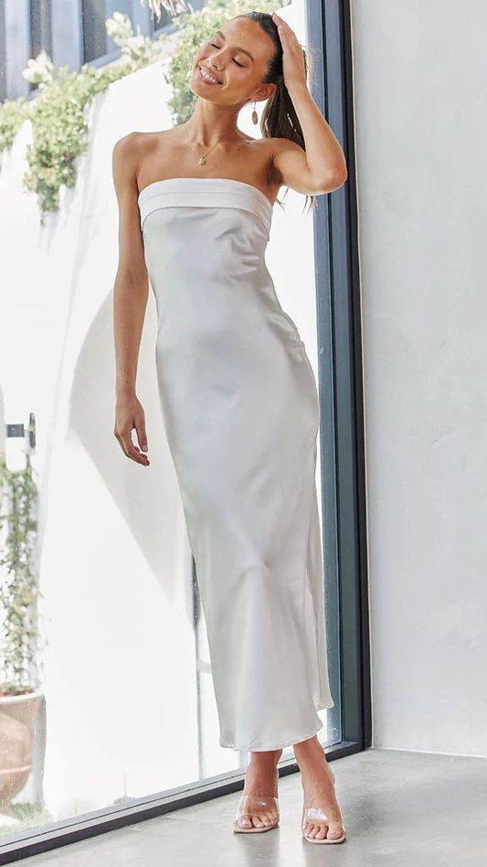 Summer Tube Top Long Dress With Backless Design INS Fashion Flowers Print Party Evening Dresses For Women - Velora