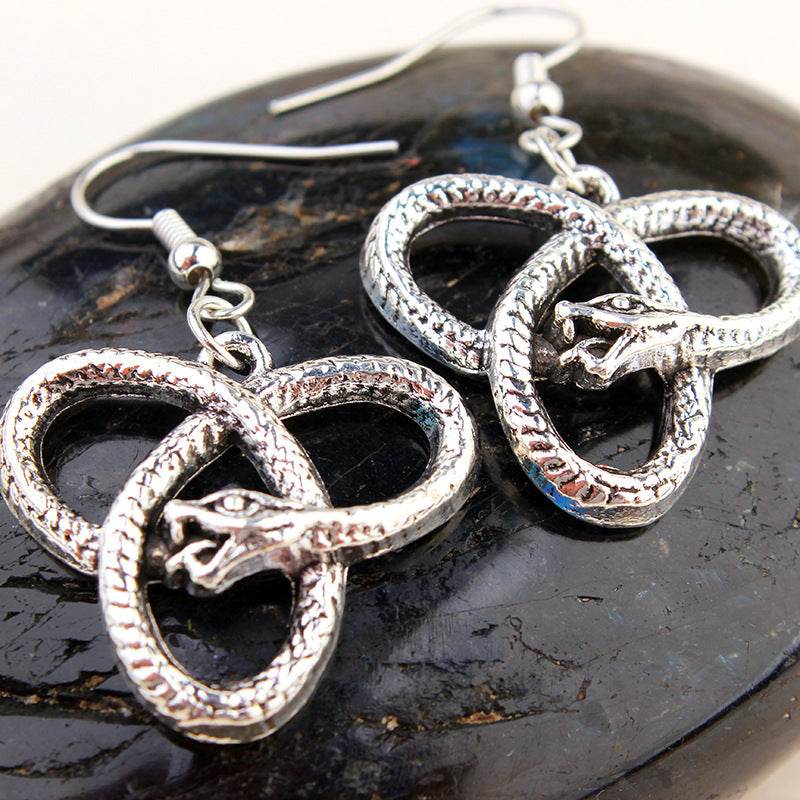 European And American Gothic Universe Infinite Snake Earrings Pagan Ancient India - Velora