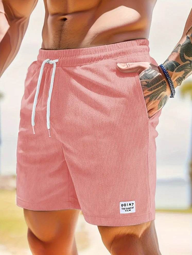 Lace-up Drawstring Shorts Summer Corduroy Sports Short Pants Mens Clothing - Velora