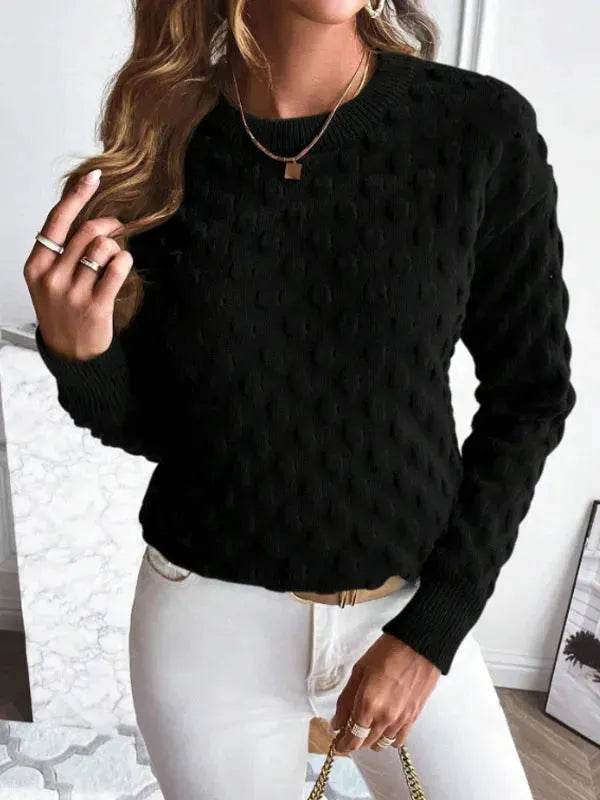 Pullover Round Neck Long Sleeves Knitwear Cashmere sweater Top women - Velora
