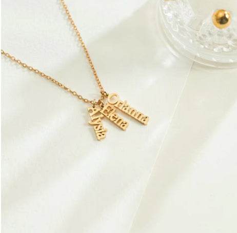 Customized Vertical Name Necklace Personalized Hang Tag Name Jewelry Gift For Mom - Velora