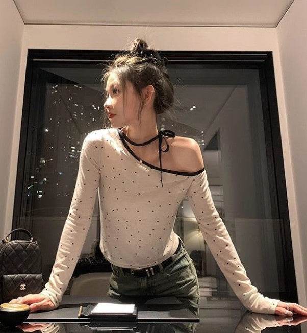 Pure Wind Strap Polka Dot Long Sleeve - Velora
