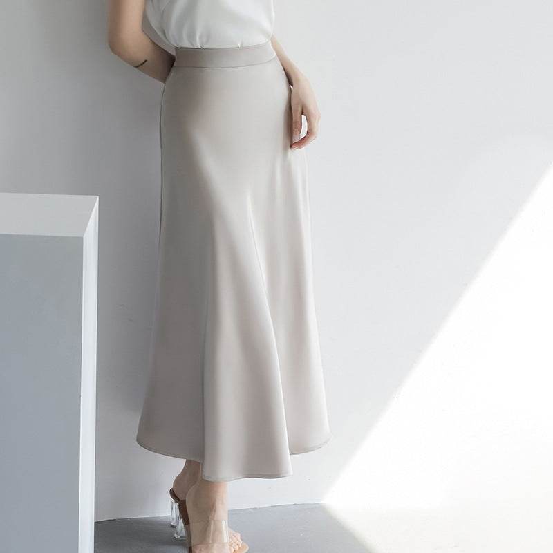 Women's formal Work Satin Skirt Summer High Waist Midi Sheath Skirt - Velora