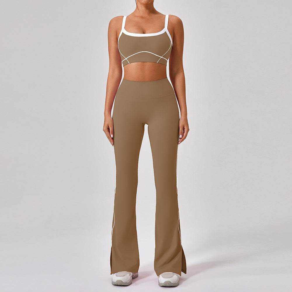 Outdoor Sports Yoga Suits Women's Spaghetti Strap Contrast Color Fitness Set Outfits - Velora