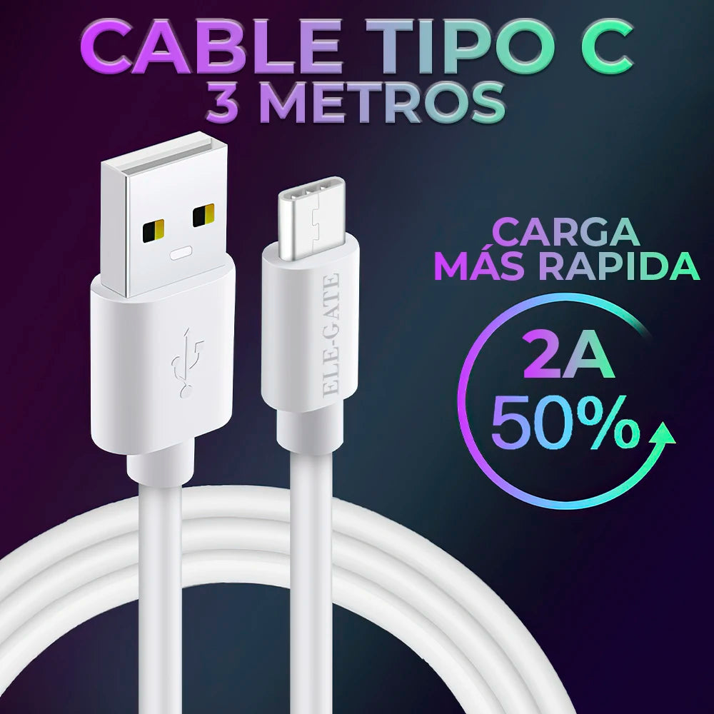 Super Flash 3 Meters USB Type-C Cable Fast Charging for iPhone High-Speed Cables and Wires Velora