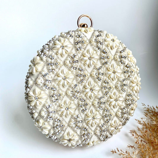 ALIA Pearl round clutch - Velora Luxury Fashion