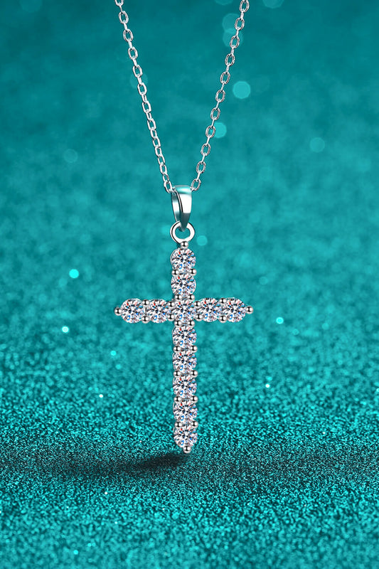 Adored 925 Sterling Silver Cross Moissanite Necklace - Velora Luxury Fashion