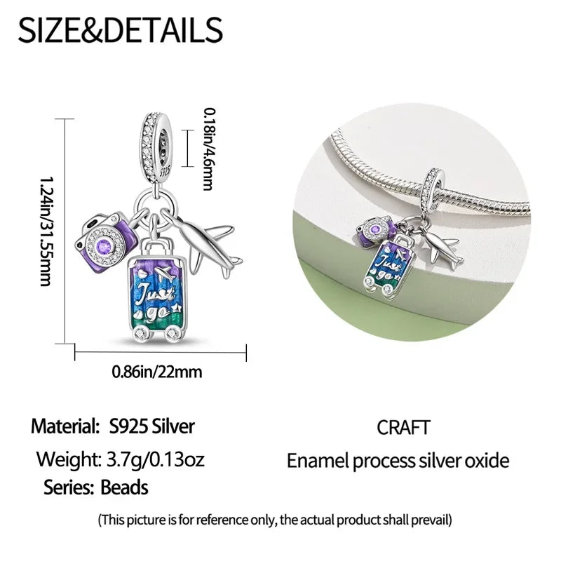 Adventure Awaits Sterling Silver Travel Charm - Velora Luxury Fashion