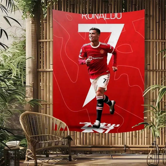 Ronaldo Football Party Tapestry Bohemian Soccer Star Wall Hanging Unique Sports Themed Decor for Bedrooms Man Caves Fan Caves - Velora