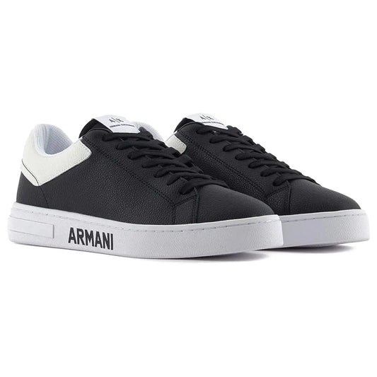 Armani Exchange Mens London Sneaker Black+Off White 13 - Velora Luxury Fashion