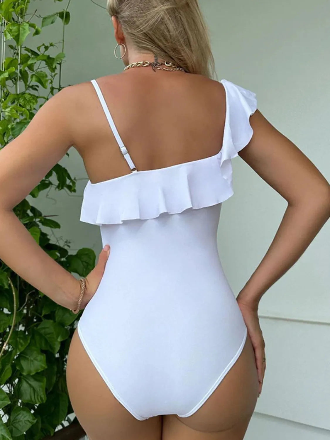Asymmetrical Ruffled One-Piece Swimwear - Velora Luxury Fashion