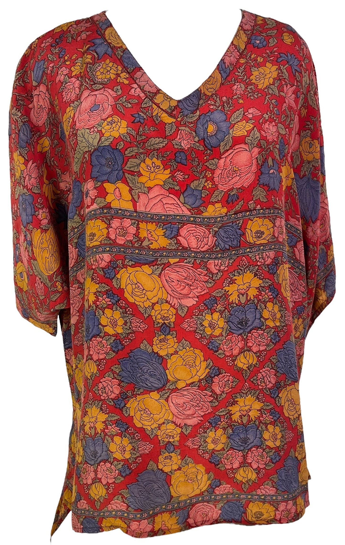 PRC7164 Avatar Pure Silk Long Tunic with Side Ties - Velora