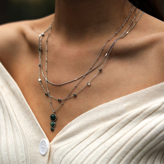 BEXLEY Square Beads Silver Necklace - Velora Luxury Fashion