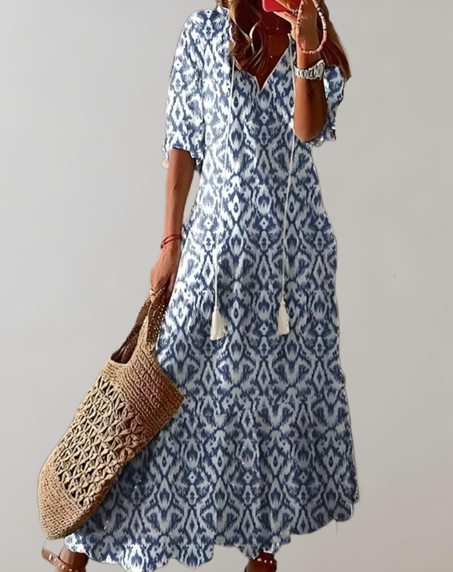 Women's Maxi Dress Blue Polyester - Velora