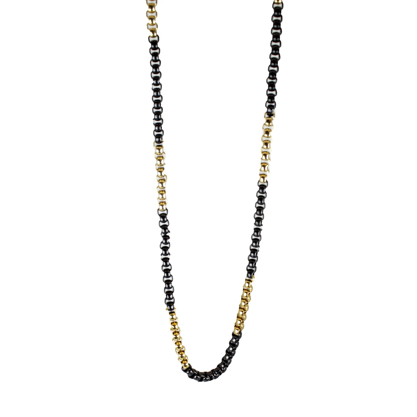 BOL Men's Two Tone Gold & Black Stainless Steal Chain Necklace Boutique of Leathers/Open Road