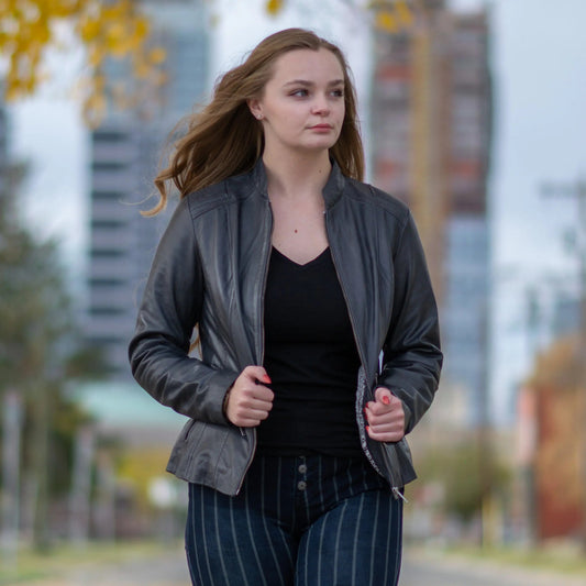 BOL Women's Basket Weave Accent Leather Jacket - Velora Luxury Fashion