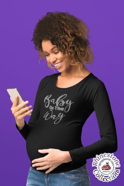 Baby on the Way Rhinestone Shirt – Pregnancy Announcement Sparkle Bling Tee | Blingdazzel