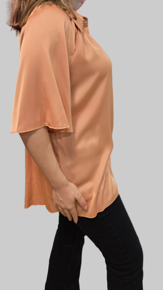 Bell Sleeve Satin Shirt