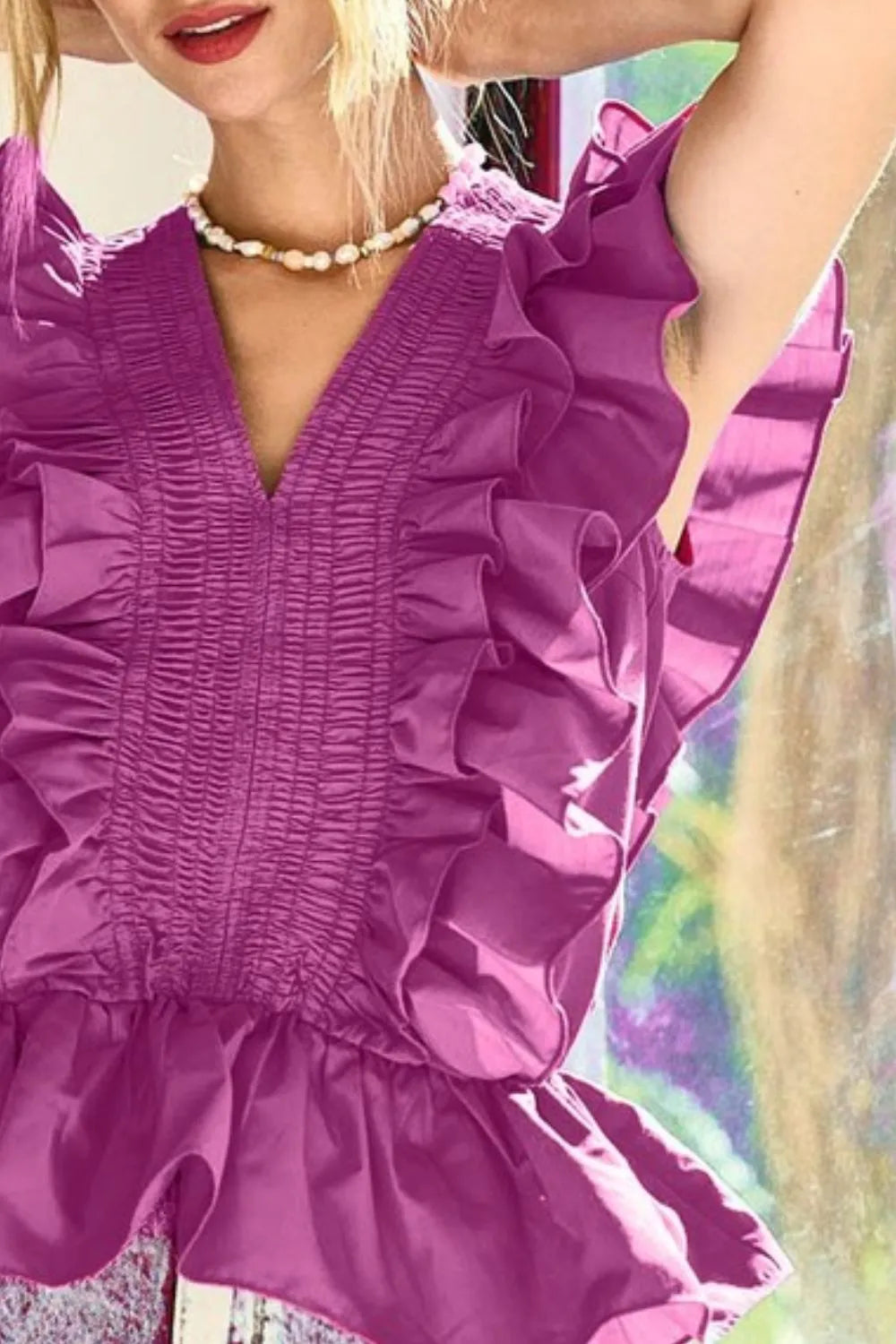 BiBi Woven Ruffled Top - Velora Luxury Fashion