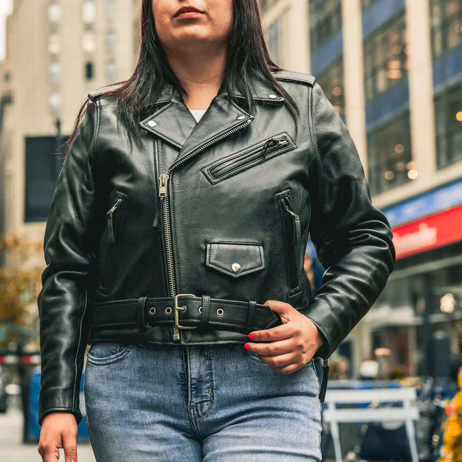 Women’s Motorcycle Leather Jacket. Quilted Thermal Liner & Cowhide Boutique of Leathers/Open Road
