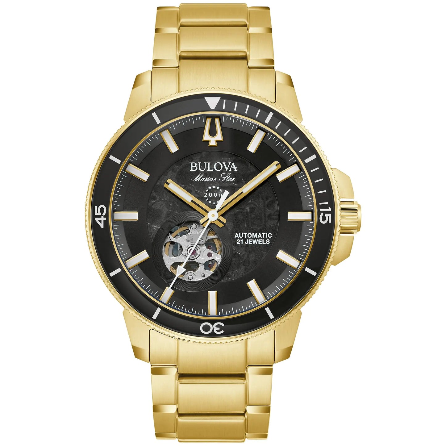 Bulova Marine Star Mens Gold-Tone Automatic Watch 97A174 - Velora Luxury Fashion