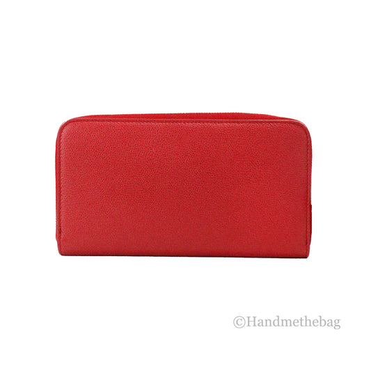 Burberry Elmore Red Branded Embossed Leather Continental Clutch Wallet - Velora Luxury Fashion