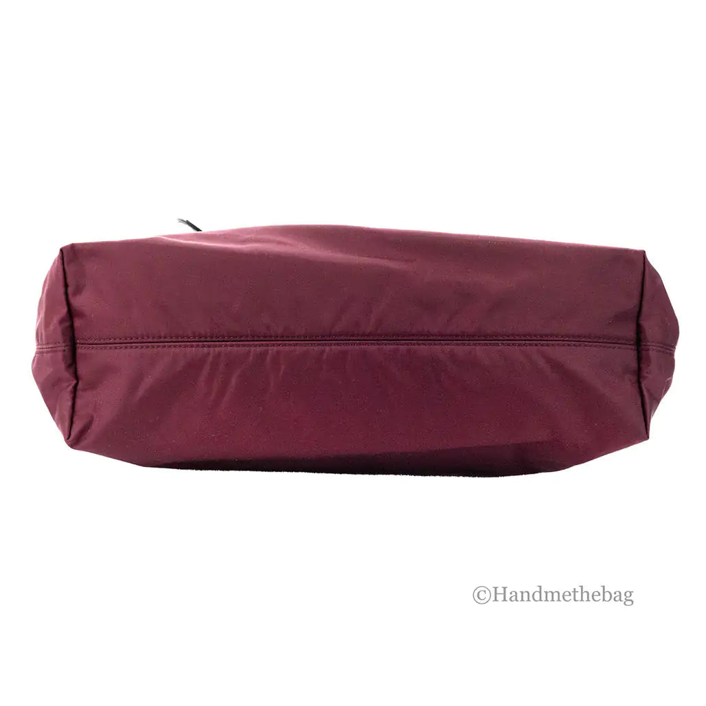 Burberry Medium Burgundy Logo Nylon Tote Shoulder Bag - Velora Luxury Fashion