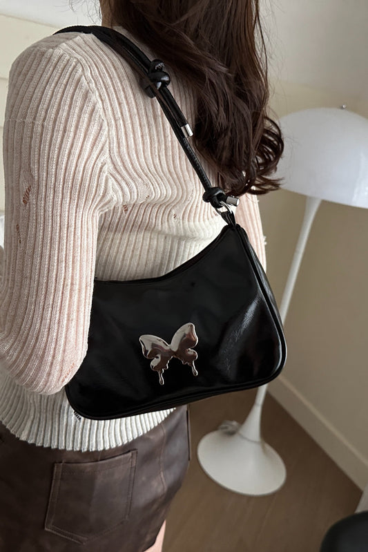 Butterfly PU Leather Knotted Strap Shoulder Bag - Velora Luxury Fashion