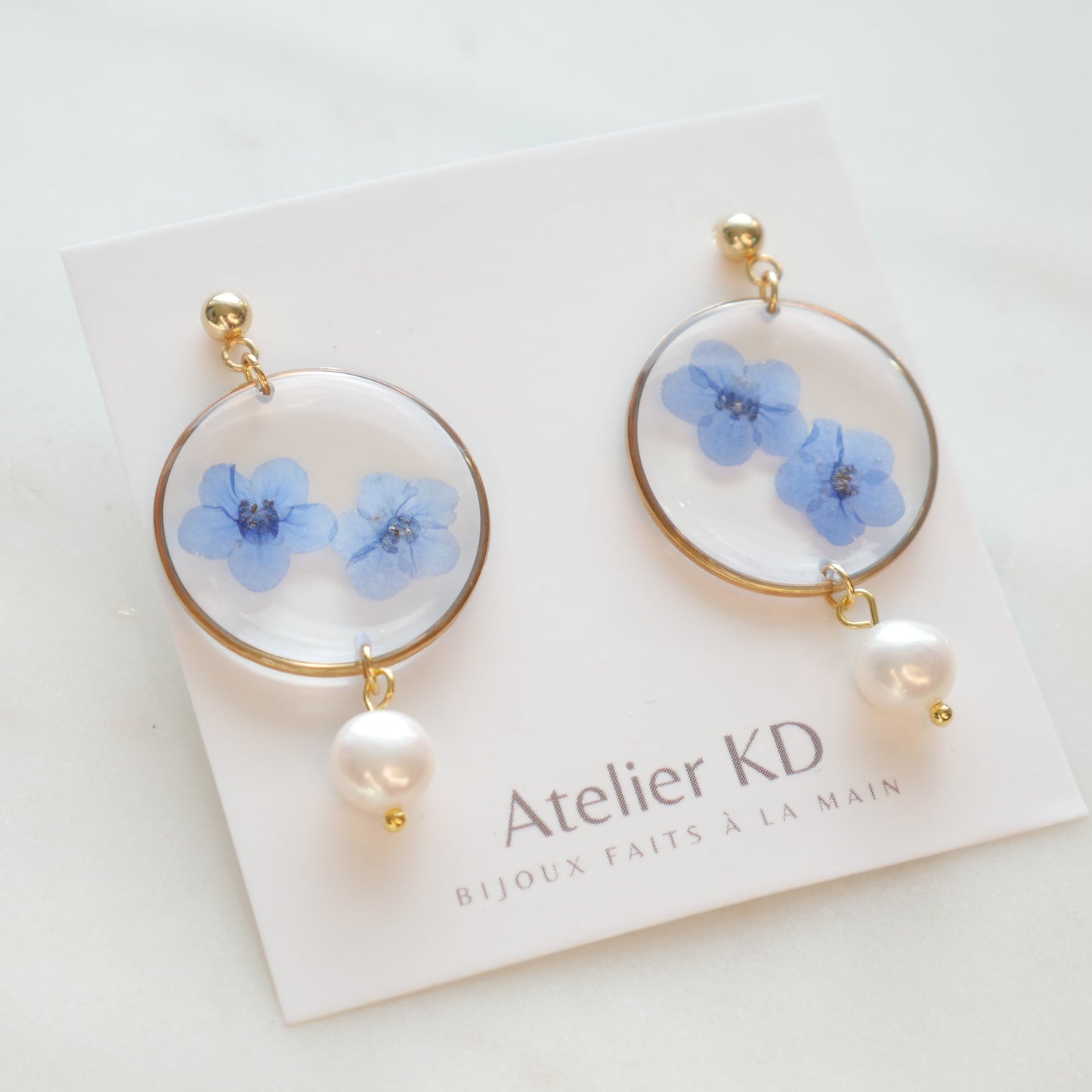 Boucles d'oreilles Perla myosotis - rond - Velora