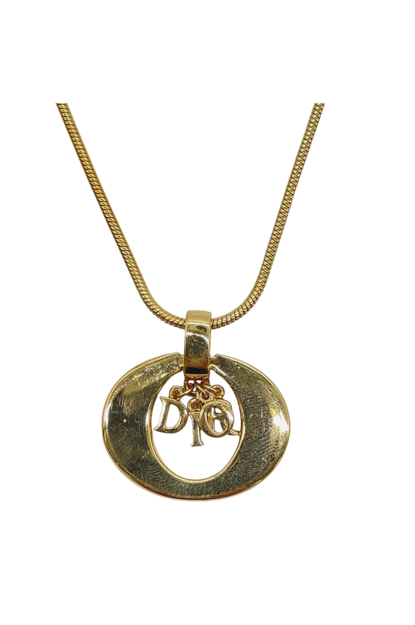 Auth Christian Dior CD logo/Rhinestone Pendant Necklace SK010207 - Velora