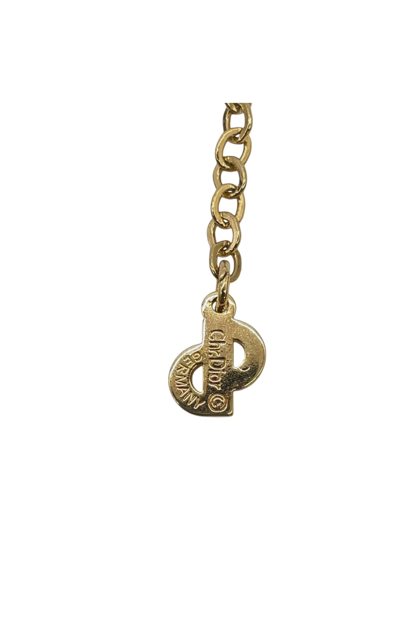Auth Christian Dior CD logo/Rhinestone Pendant Necklace SK010207 - Velora