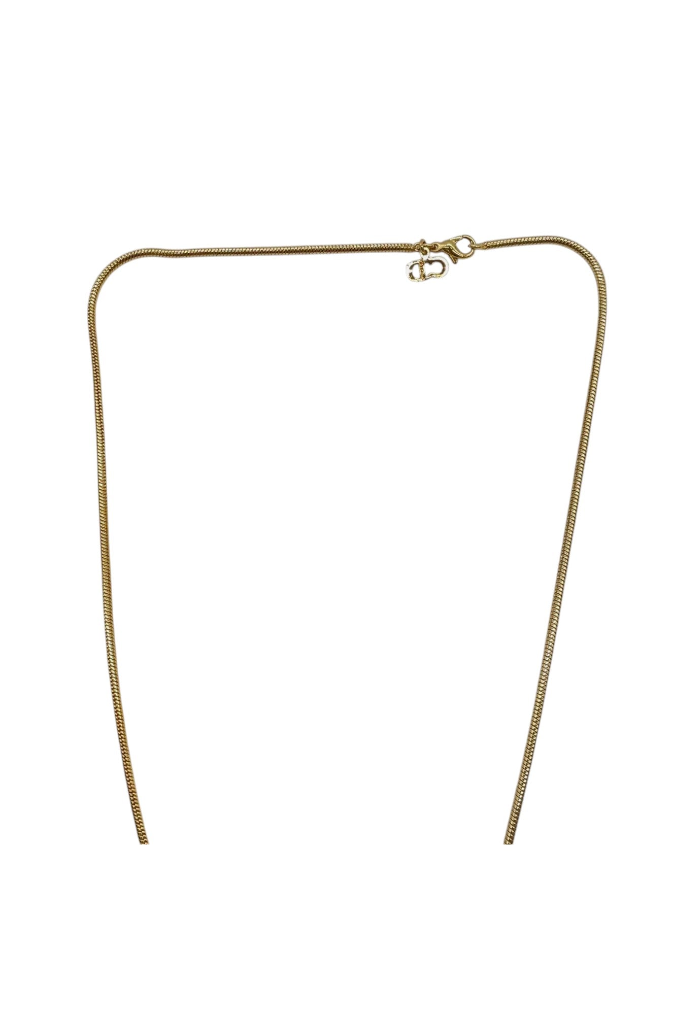 Auth Christian Dior CD logo/Rhinestone Pendant Necklace SK010207 - Velora