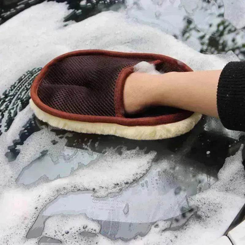 Car wash gloves for car & motorcycle care: soft hair type cleaning tools - Velora