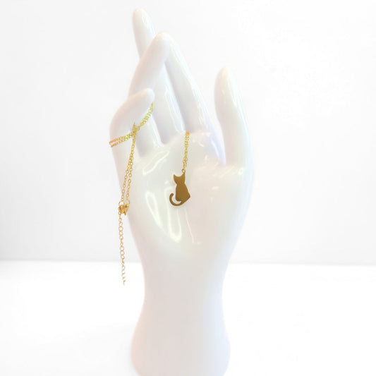 Cat Silhouette Necklace (Gold) - Velora