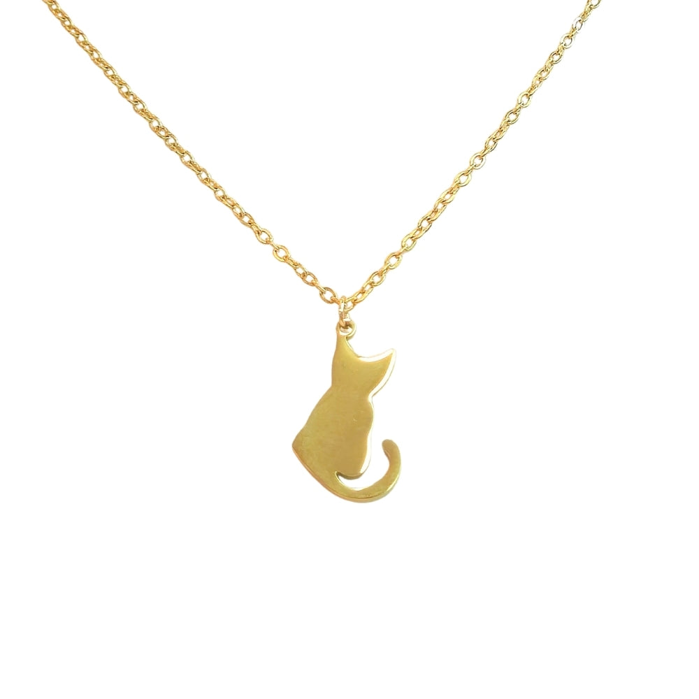 Cat Silhouette Necklace (Gold) - Velora